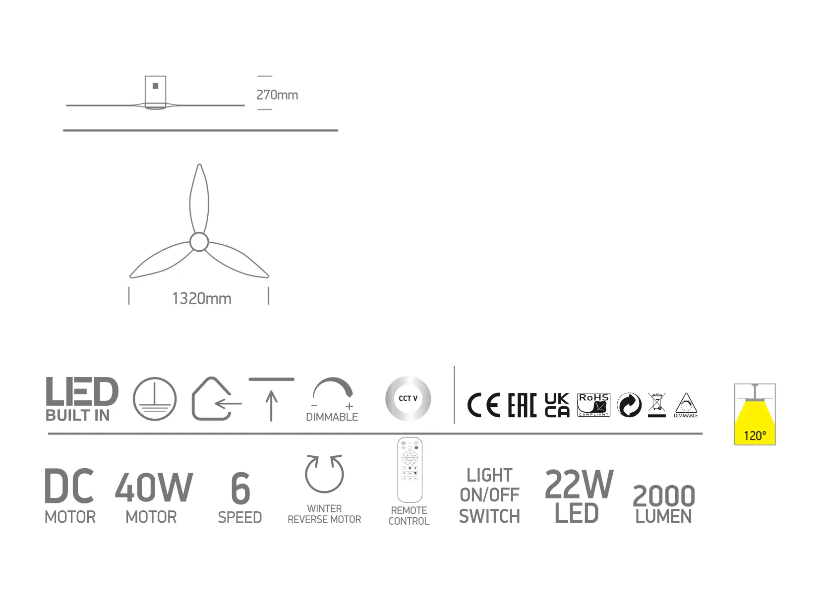 LED-Deckenventilator Loco mit Ventilatorblätter aus Holz – Bild 4