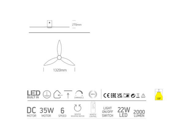 LED-Deckenventilator Brise mit Ventilatorblätter aus Holz