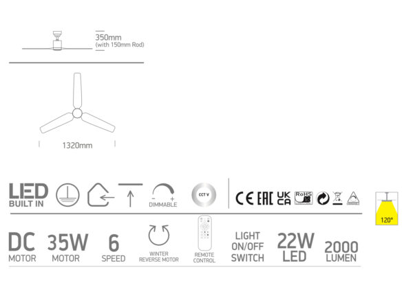 LED-Deckenventilator Verano mit Ventilatorblätter aus Holz