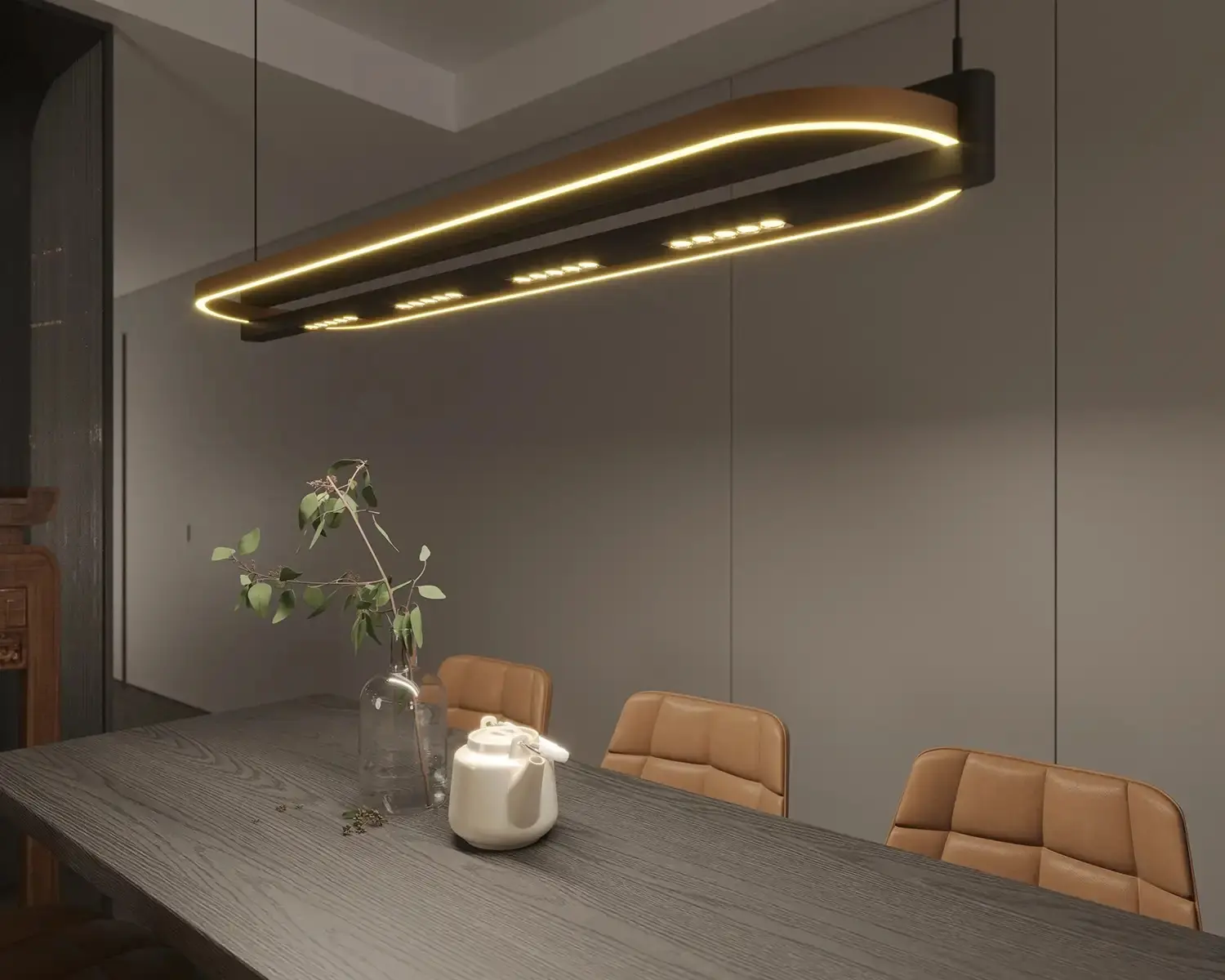 Moderne LED- Hängeleuchte Singapur Oval – Bild 4