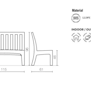 Eleganz Bank Romeo Indoor – Outdoor Serralunga – Bild 6