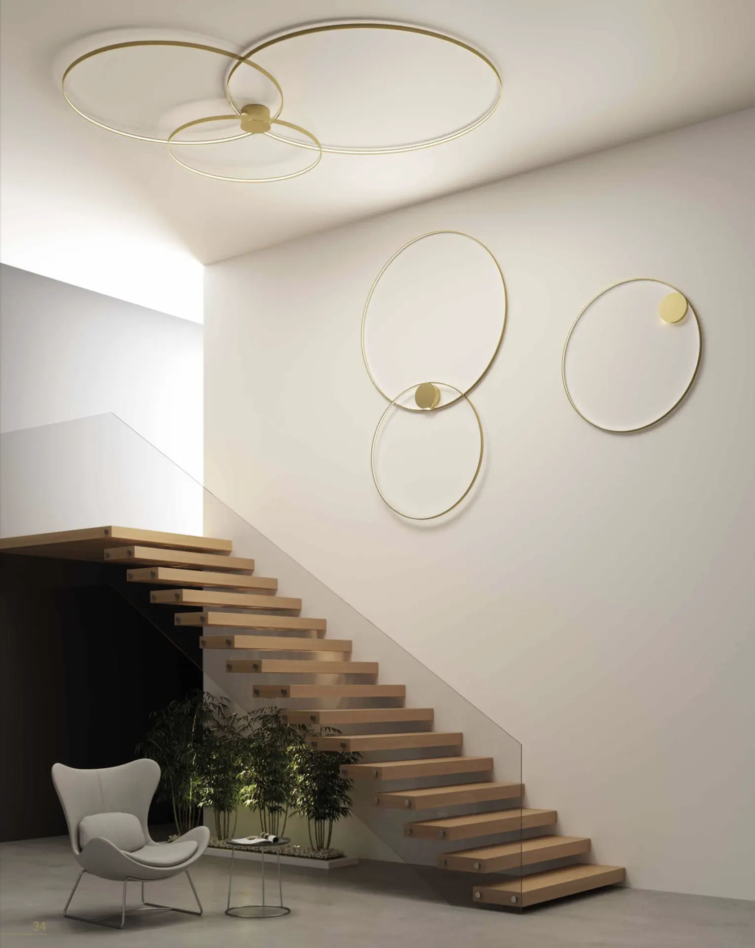 Design Große LED Wand-Deckenlampe Rings Zava Luce – Bild 6