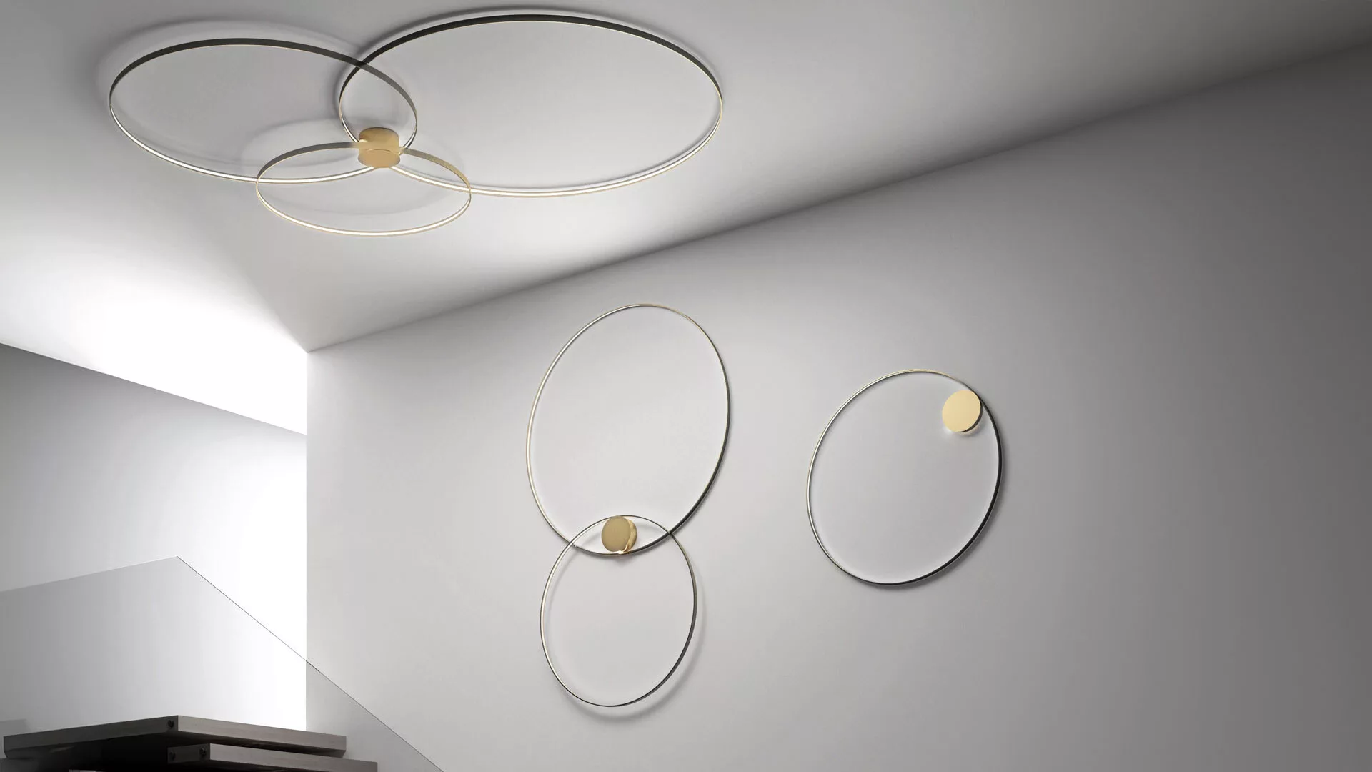 Design Große LED Wand-Deckenlampe Rings Zava Luce – Bild 3